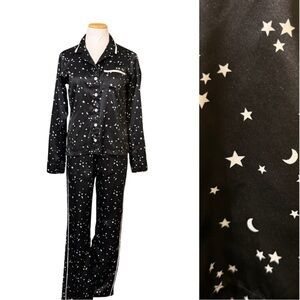 Abercrombie & Fitch Black Star Satin Pajama Set